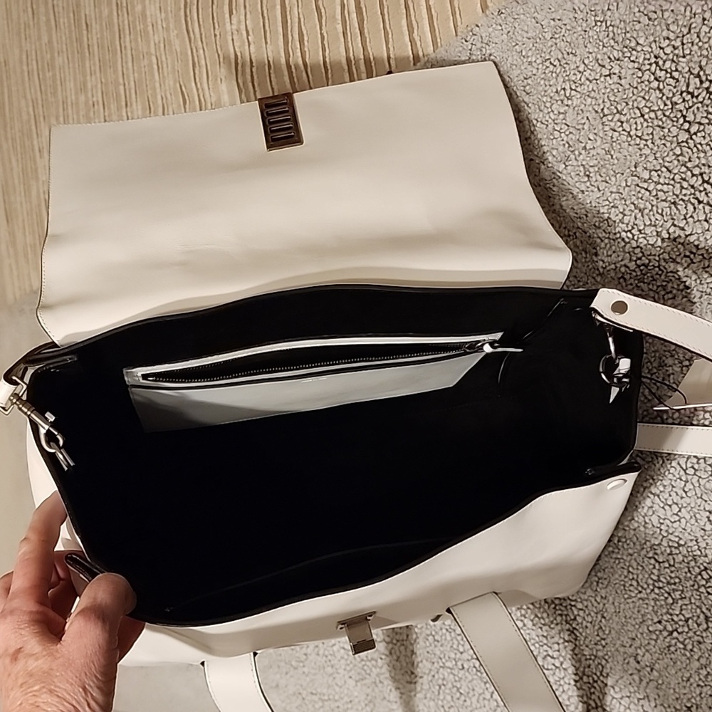 Proenza Schouler lg "Elliot" shoulder/satchel handbag, white leather 16"x7"x10" - Picture 9 of 11